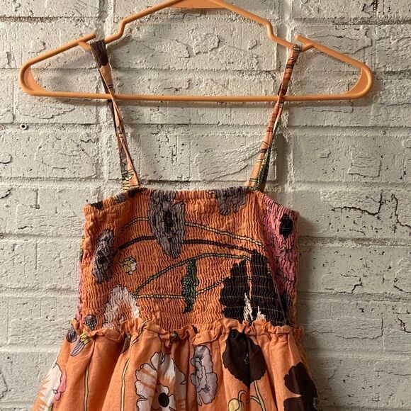 {Sabby Anand} peach floral Resort Summer dress Size Small - Picture 3 of 11